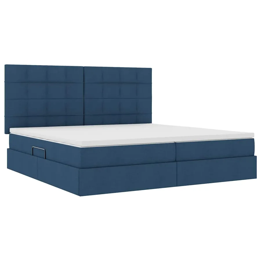 Lit de rangement LED avec matelas Bleu 200 x 200 cm Tissu - 6