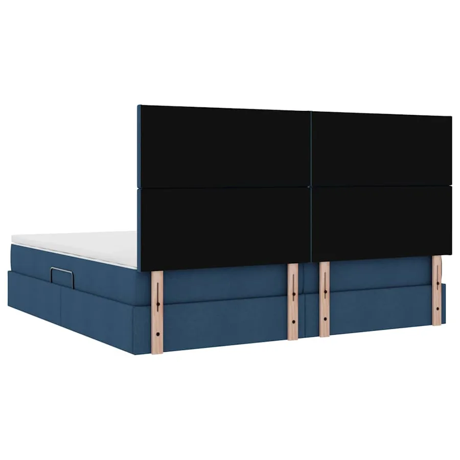 Lit avec rangement et matelas Bleu 200 x 200 cm tissu - 11