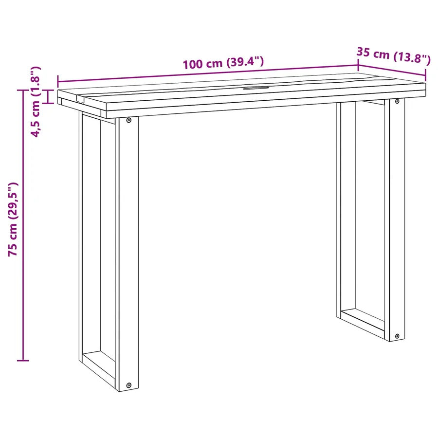 Table console Marron 100 x 35 x 75 cm Bois de teck massif - 7