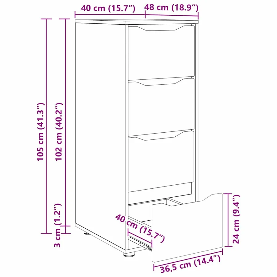 Armoire de rangement 40 x 48 x 105 cm Bois d'ingénierie - 16