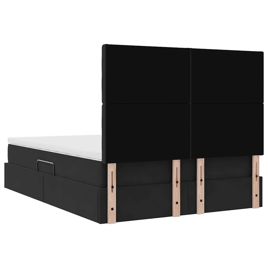 Lit de rangement LED avec matelas Noir 140 x 190 cm Velours - 12