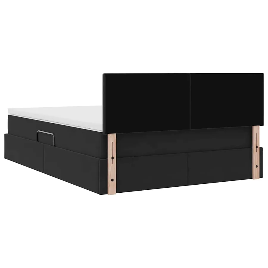 Lit de rangement LED avec matelas Noir 140 x 190 cm Velours - 12