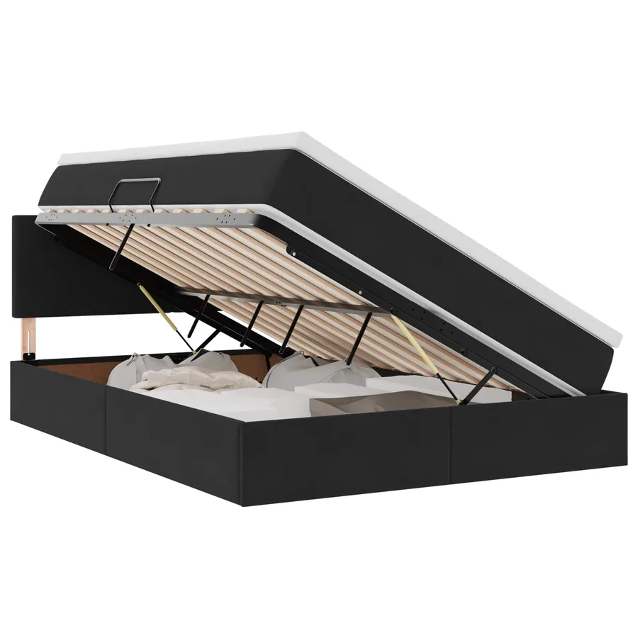 Lit de rangement LED avec matelas Noir 140 x 190 cm Velours - 2