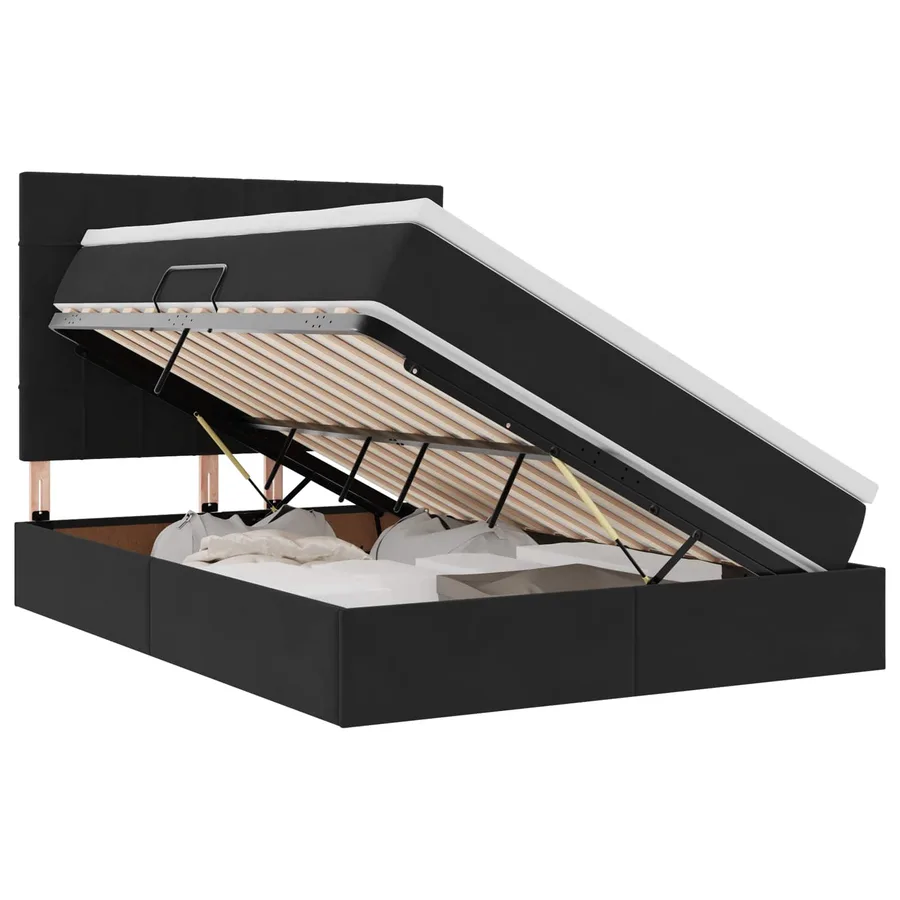 Lit avec rangement et matelas Noir 140 x 190 cm Velours - 2