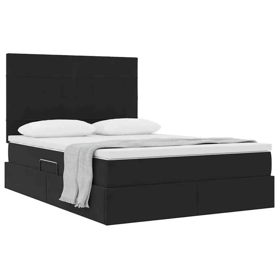 Lit avec rangement et matelas Noir 140 x 190 cm Velours - 3
