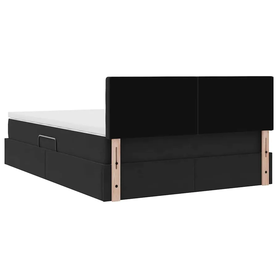 Lit de rangement LED avec matelas Noir 140 x 190 cm Velours - 12
