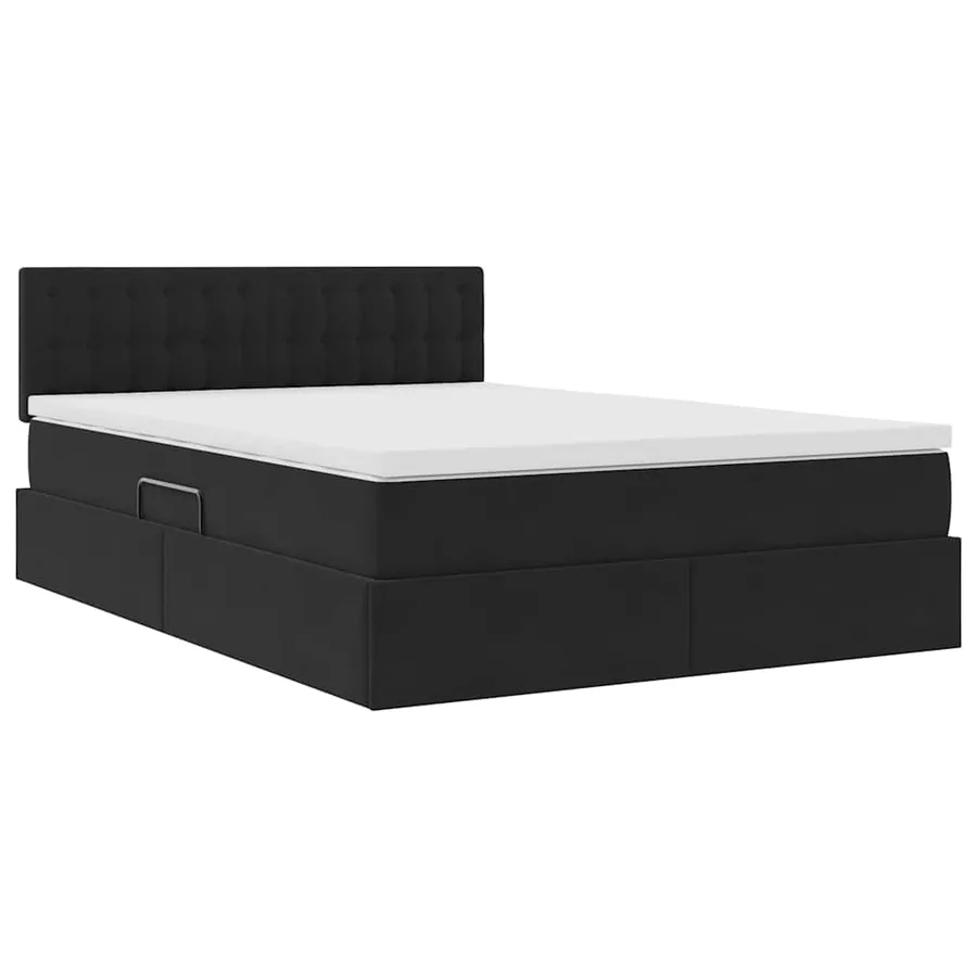 Lit de rangement LED avec matelas Noir 140 x 190 cm Velours - 6