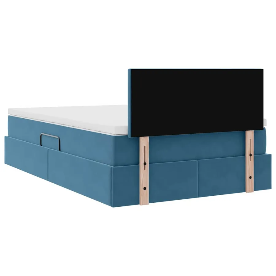 Lit de Rangement avec matelas Bleu foncé 120 x 200 cm Velours - 11