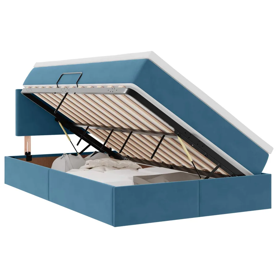 Lit de Rangement avec matelas Bleu foncé 120 x 200 cm Velours - 2
