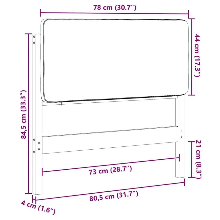 Tête de lit capitonnée Marron et Taupe 75 cm Pin massif - 13