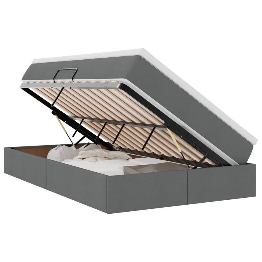 Lit avec rangement et matelas Gris foncé 120 x 190 cm Polyester - 2