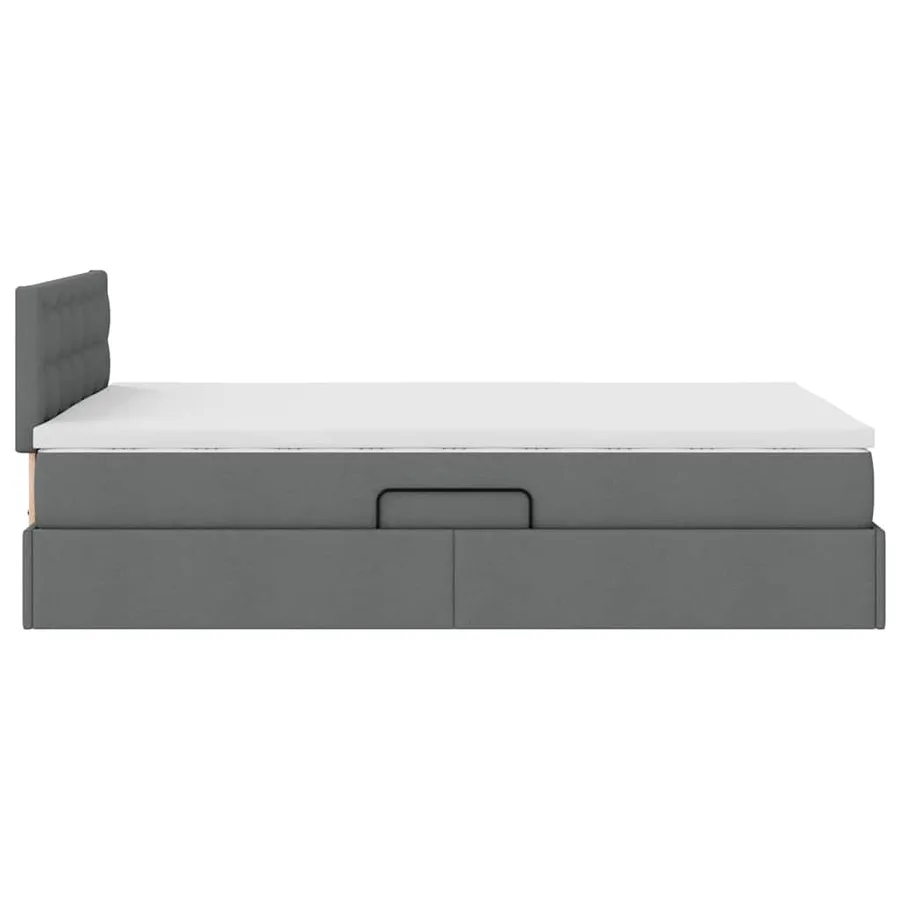 Lit de rangement LED avec matelas Gris foncé 120 x 190 cm Tissu - 11