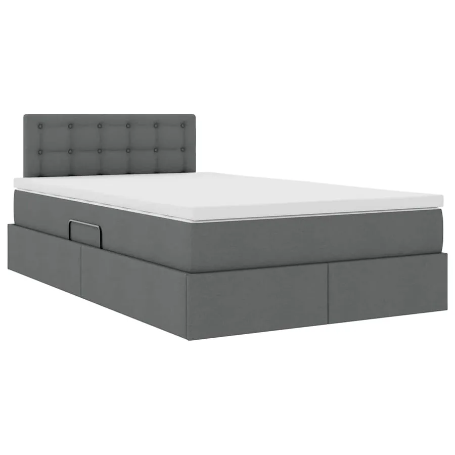 Lit de rangement LED avec matelas Gris foncé 120 x 190 cm Tissu - 6