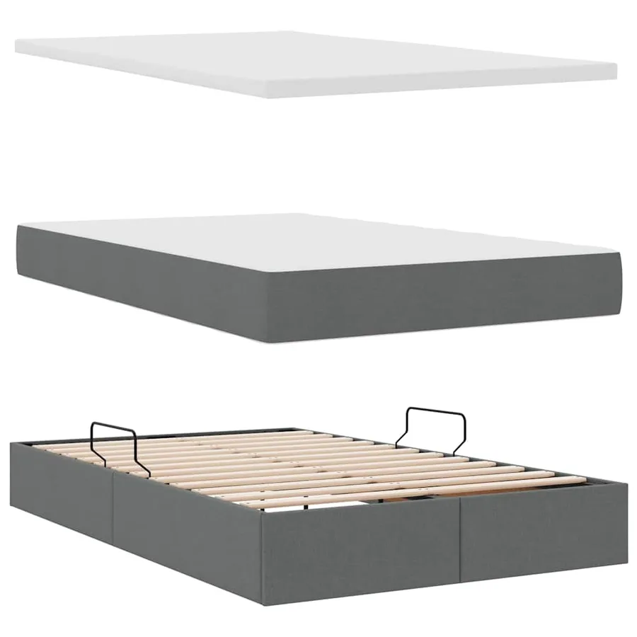 Lit de rangement LED avec matelas Gris foncé 120 x 190 cm Tissu - 9