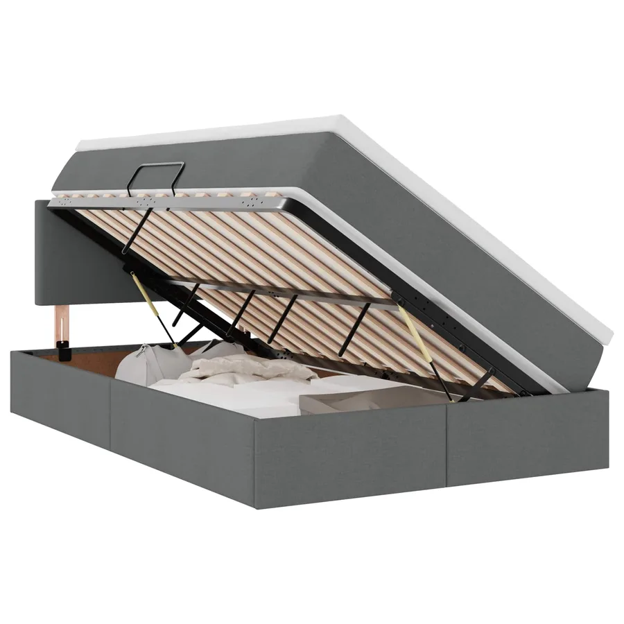 Lit de rangement LED avec matelas Gris foncé 120 x 190 cm Tissu - 2