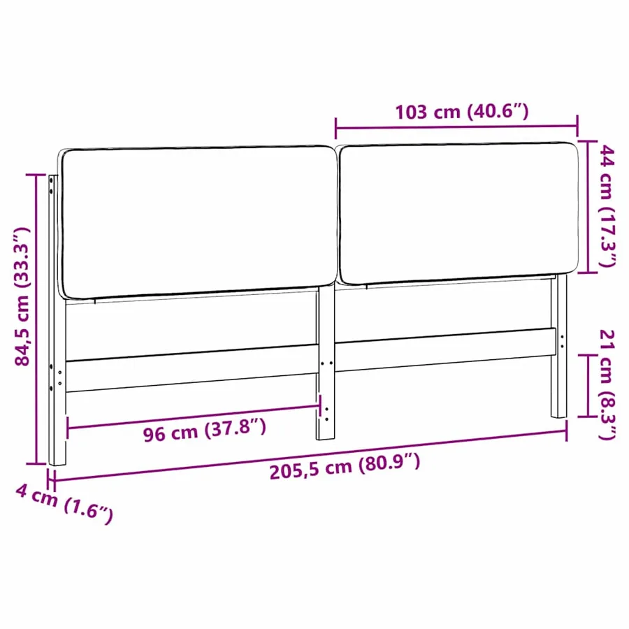 Tête de lit capitonnée Blanc et gris clair 200 cm Pin massif - 13