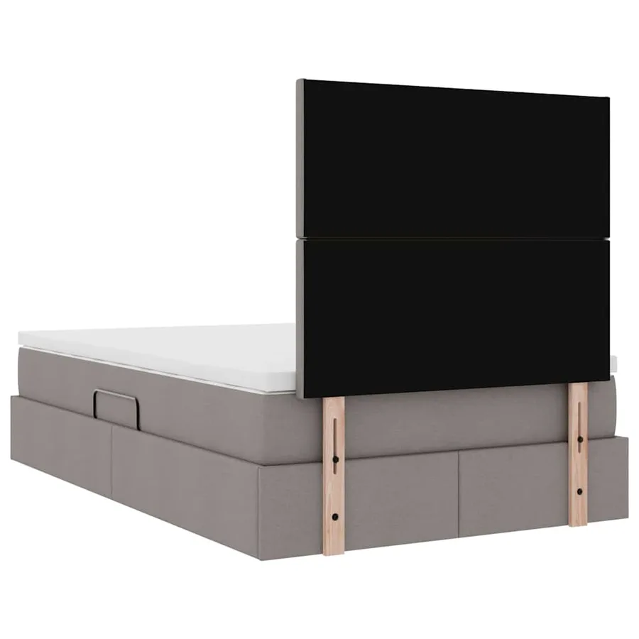 Lit avec rangement et matelas Taupe 120 x 200 cm tissu - 11