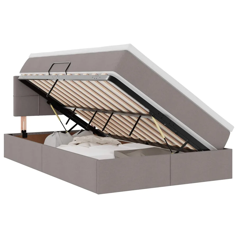 Lit de rangement LED avec matelas Taupe 120 x 200 cm Tissu - 2