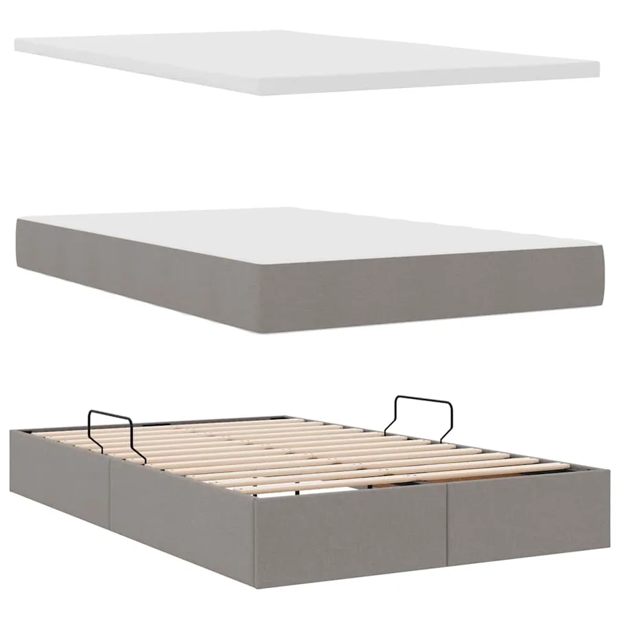 Lit de rangement LED avec matelas Taupe 120 x 200 cm Tissu - 9
