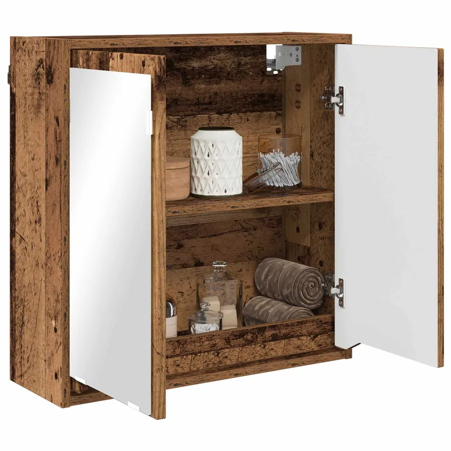 Armoire Miroir de Salle de Bain Bois Ancien 60 x 20 x 60 cm - 3