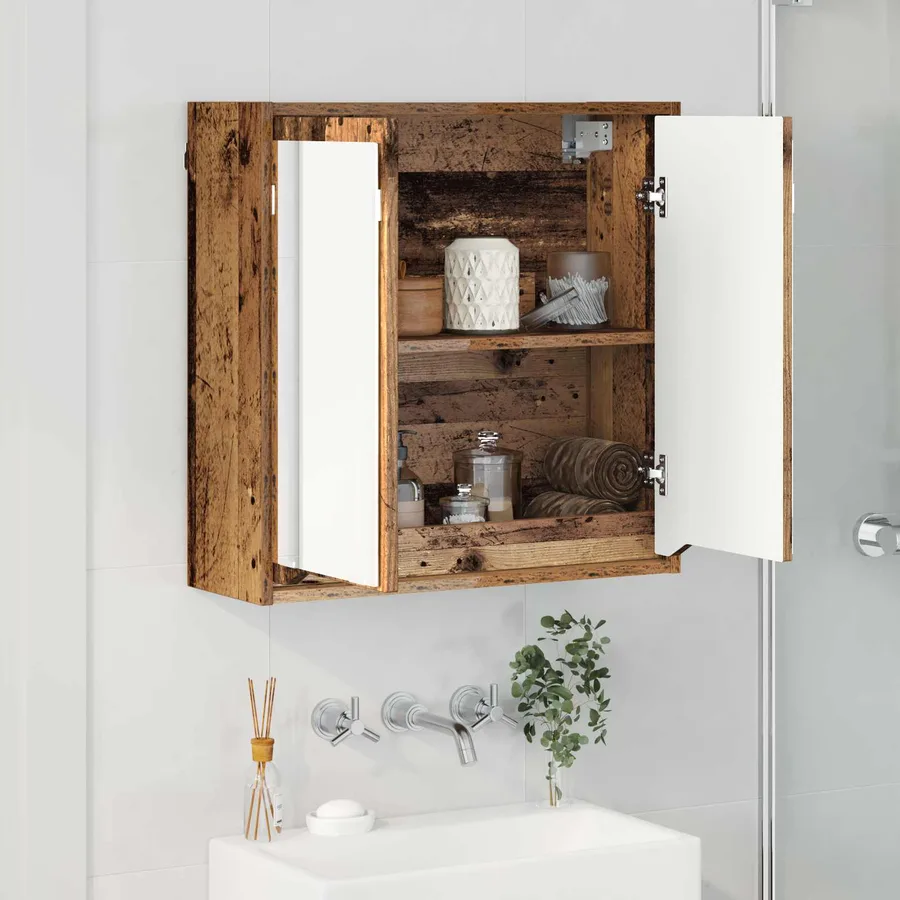 Armoire Miroir de Salle de Bain Bois Ancien 60 x 20 x 60 cm - 4