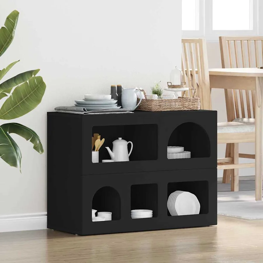 Buffet ELST Noir 80,5 x 35 x 59 cm Bois d'ingénierie