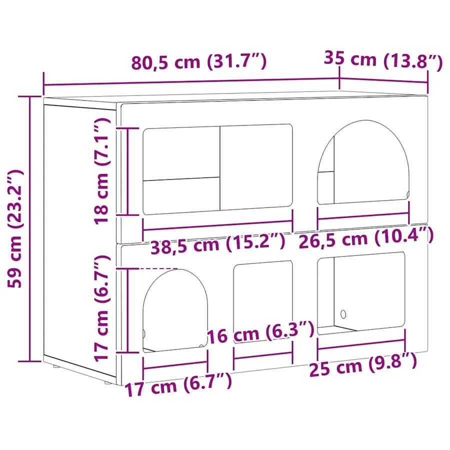 Buffet ELST Noir 80,5 x 35 x 59 cm Bois d'ingénierie - 12