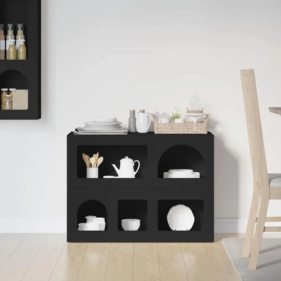 Buffet ELST Noir 80,5 x 35 x 59 cm Bois d'ingénierie - 4