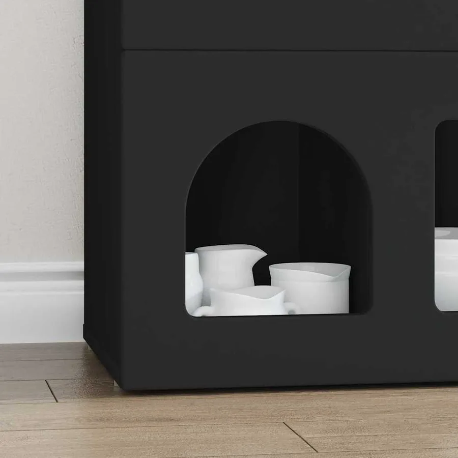 Buffet ELST Noir 80,5 x 35 x 59 cm Bois d'ingénierie - 5