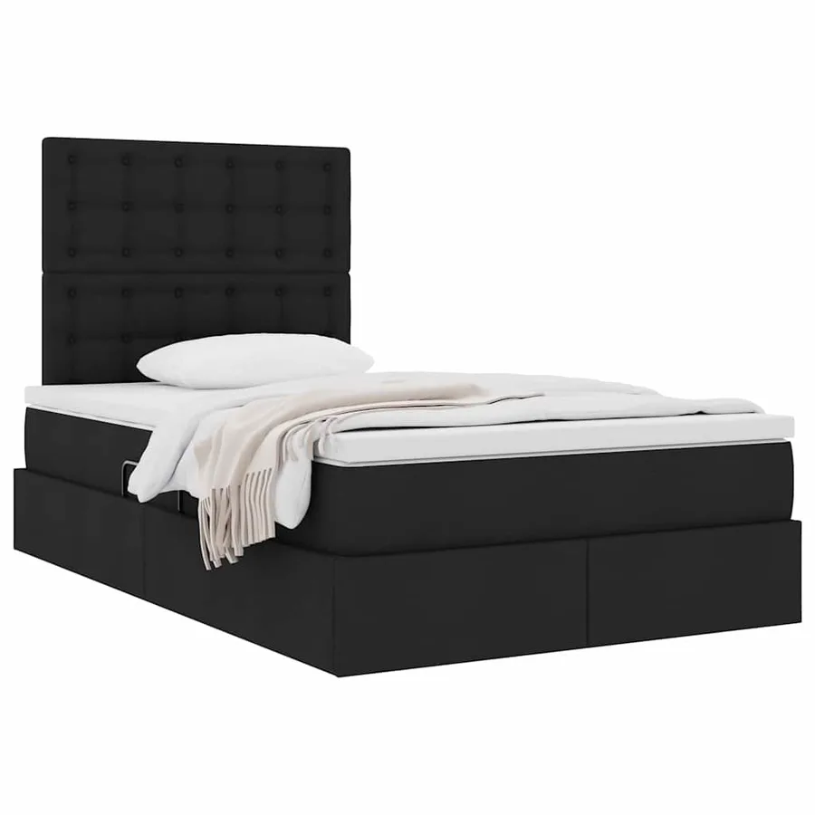Lit avec rangement et matelas Noir 120 x 190 cm tissu - 3