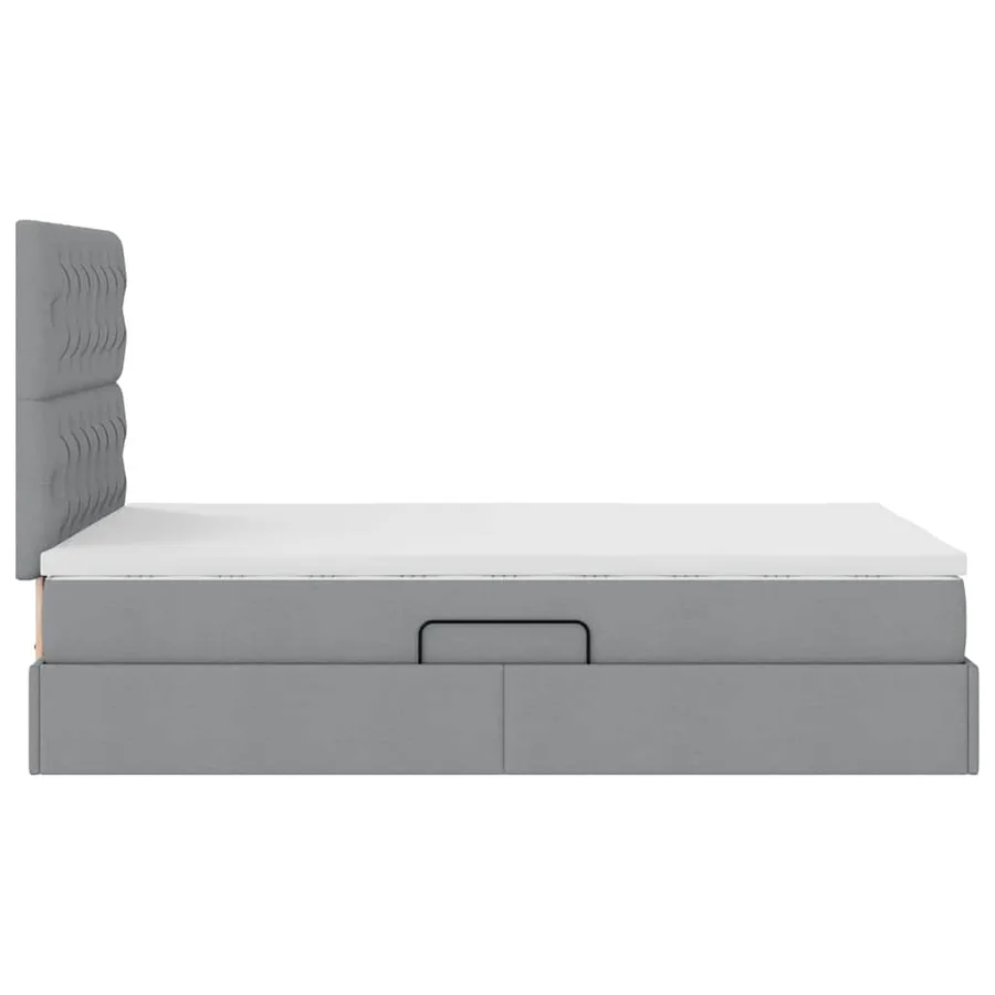 Lit avec rangement et matelas Gris clair 120 x 200 cm tissu - 10
