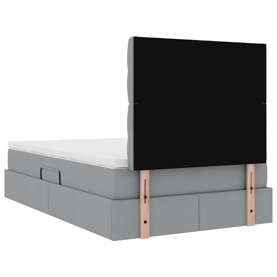 Lit avec rangement et matelas Gris clair 120 x 200 cm tissu - 11
