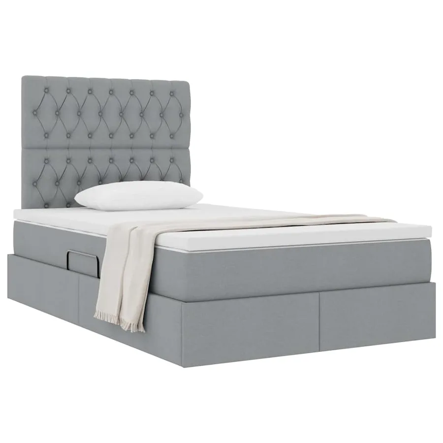 Lit avec rangement et matelas Gris clair 120 x 200 cm tissu - 3