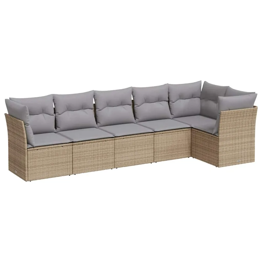 Salon de jardin avec coussins 6 pcs beige résine tressée - 2