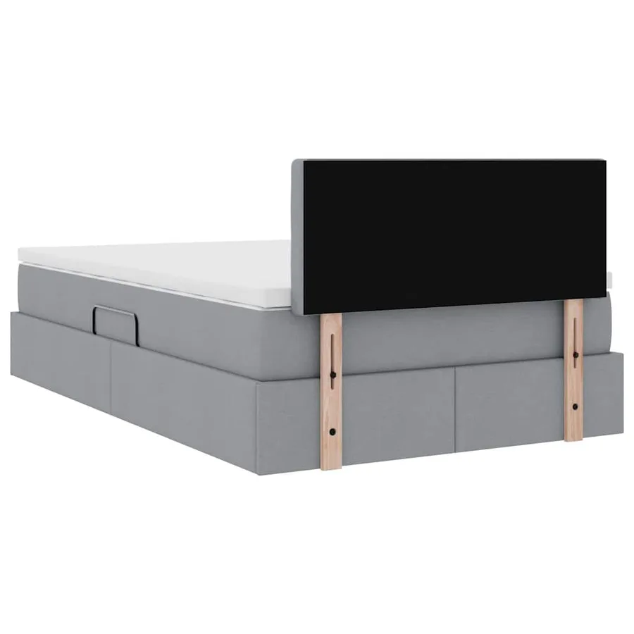 Lit de rangement LED avec matelas Gris clair 120 x 200 cm Tissu - 12
