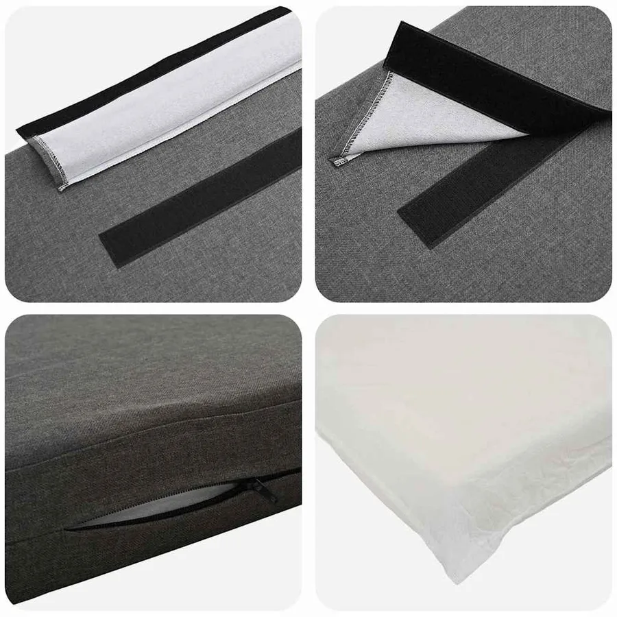 Tête de lit capitonnée Marron et gris clair 135 cm Pin massif - 7