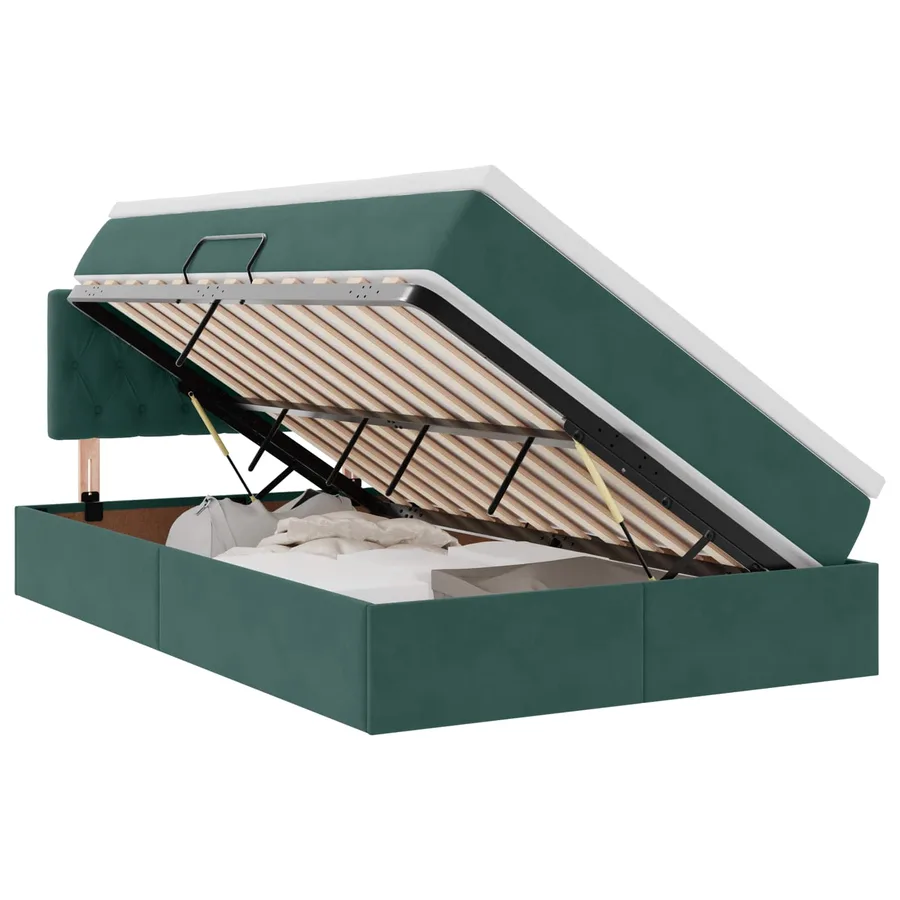 Lit de Rangement avec matelas Vert foncé 120 x 200 cm Velours - 2