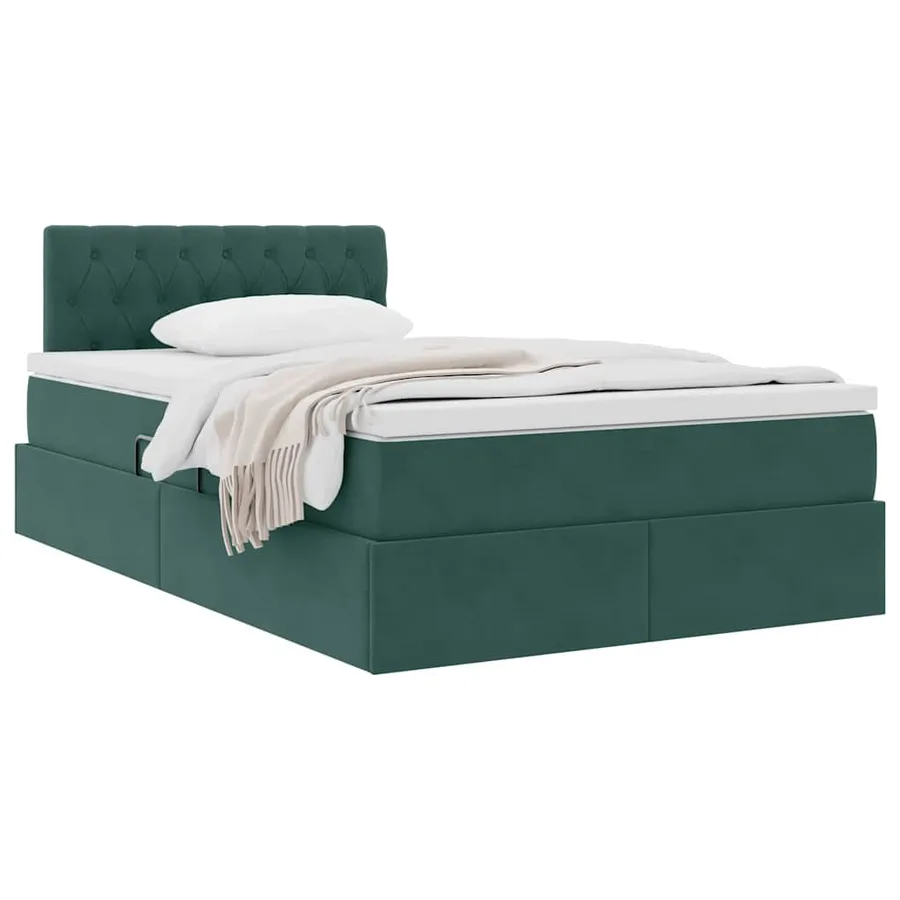 Lit de Rangement avec matelas Vert foncé 120 x 200 cm Velours - 3
