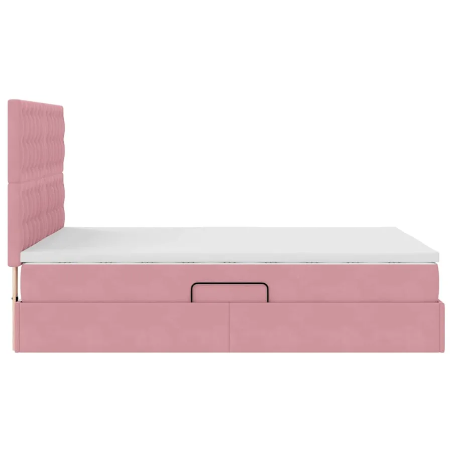Lit avec rangement et matelas Rose 140 x 190 cm Velours - 8