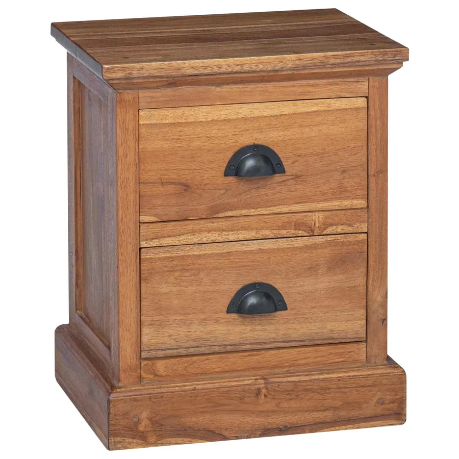 Table de chevet Naturel 40 x 30 x 50 cm Bois de teck massif - 2