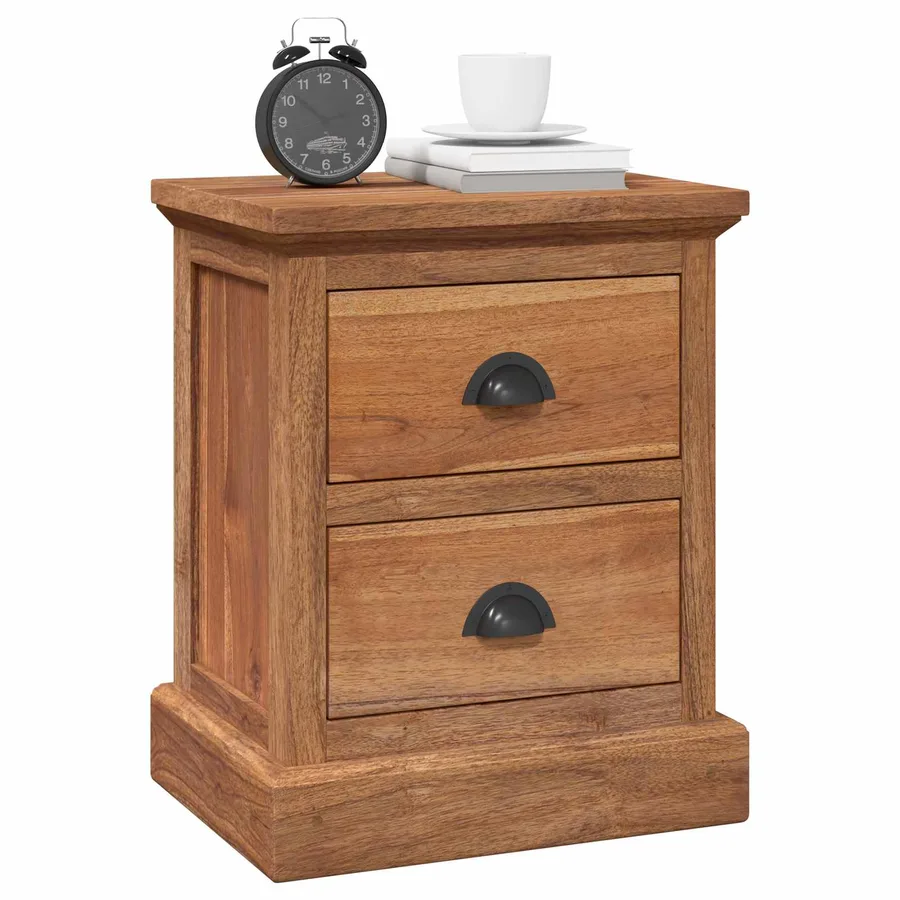 Table de chevet Naturel 40 x 30 x 50 cm Bois de teck massif - 3