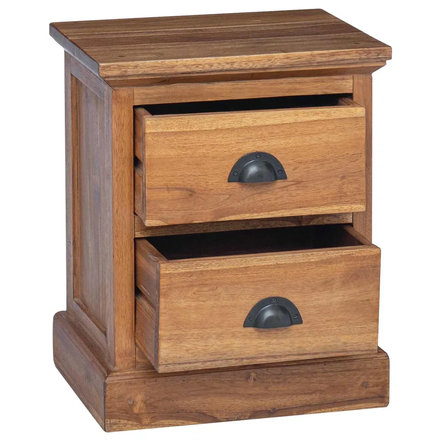 Table de chevet Naturel 40 x 30 x 50 cm Bois de teck massif - 5