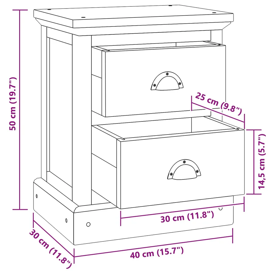 Table de chevet Naturel 40 x 30 x 50 cm Bois de teck massif - 8