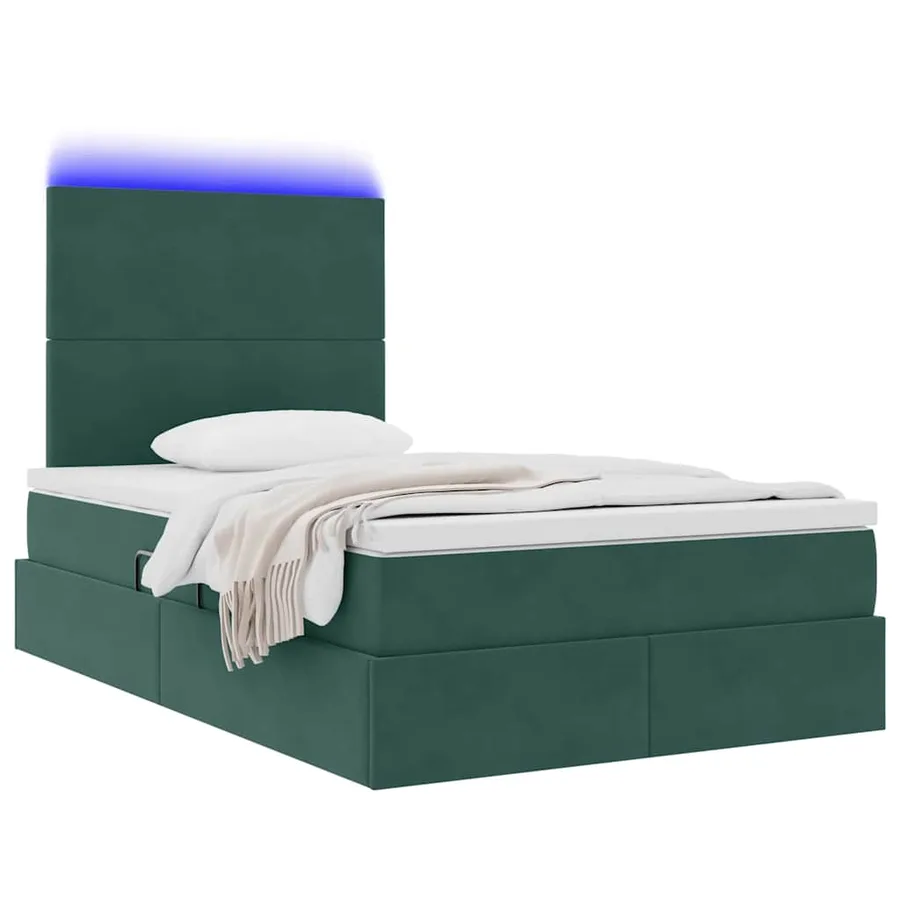 Lit de rangement LED avec matelas Vert foncé 120 x 200 cm - 3