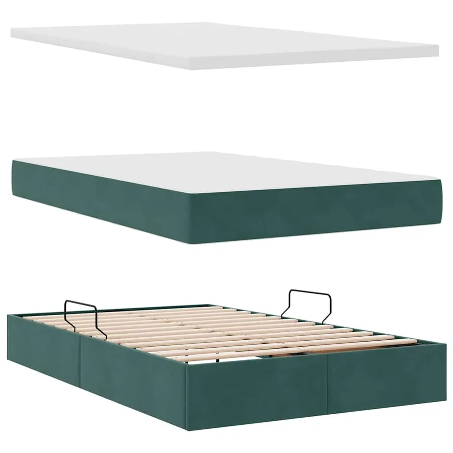 Lit de rangement LED avec matelas Vert foncé 120 x 200 cm - 9