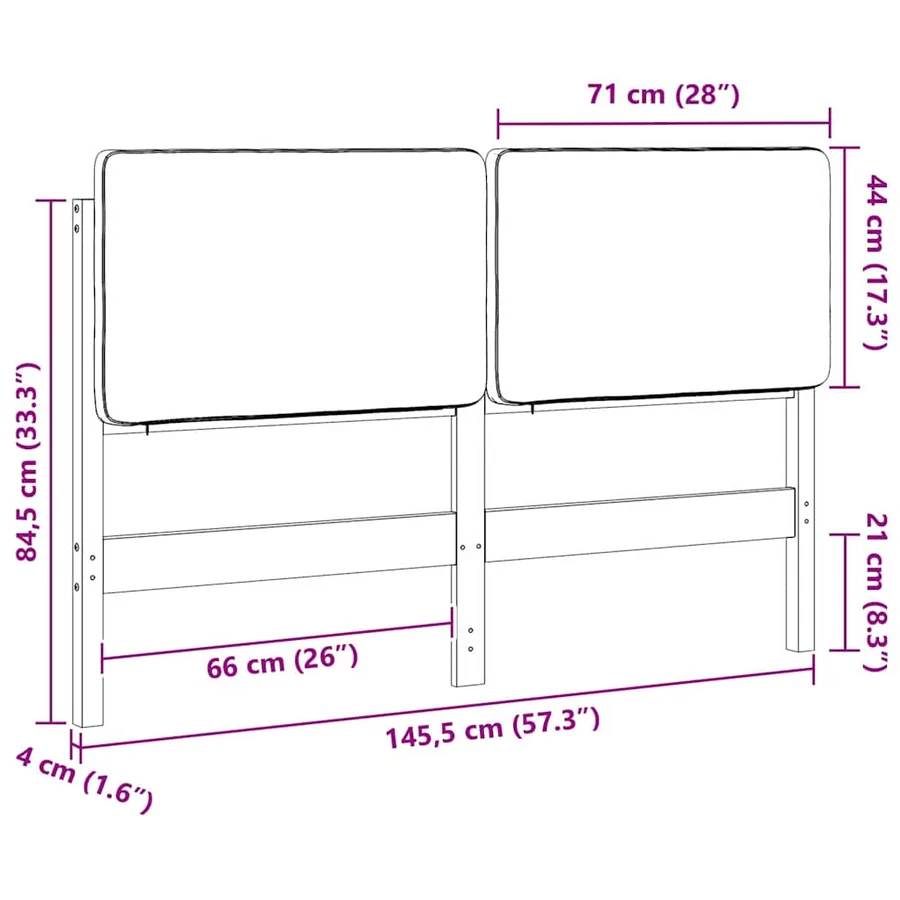 Tête de lit capitonnée Marron et Taupe 140 cm Pin massif - 13