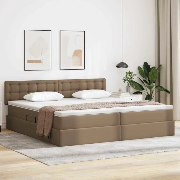 Lit avec rangement et matelas Cappuccino 200 x 200 cm