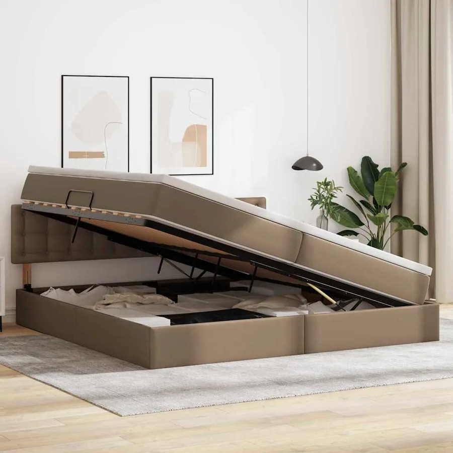 Lit avec rangement et matelas Cappuccino 200 x 200 cm - 4