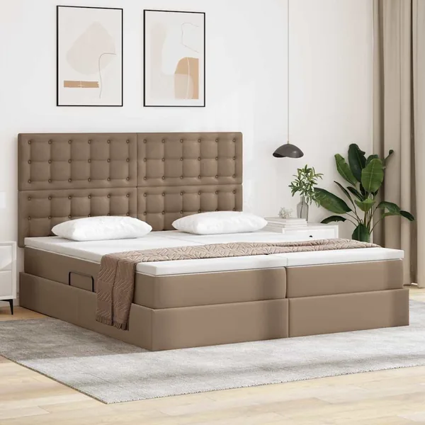 Lit avec rangement et matelas Cappuccino 200 x 200 cm