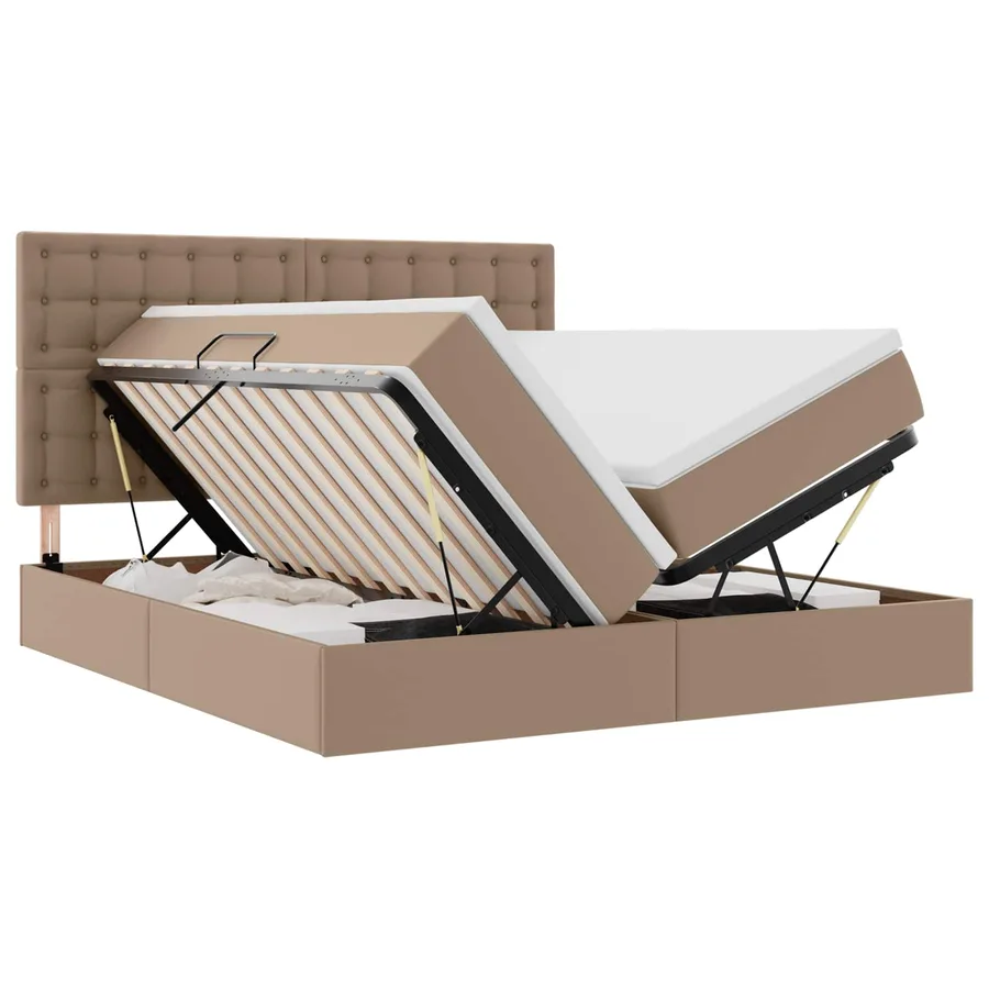 Lit avec rangement et matelas Cappuccino 200 x 200 cm - 2